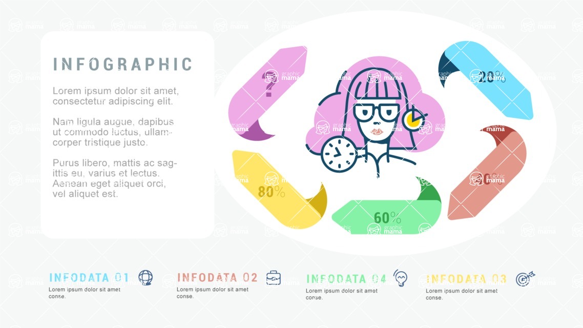 Infographic Templates Collection - Vector, Photoshop, PowerPoint, Google Slides - Percents Infographic Template with Minimalist Illustration